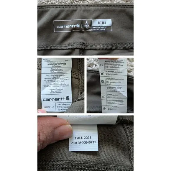 NWT Carhartt Force Fitted Lightweight Utility Legging S(4-6) Dark Green BN3609-W - Picture 4 of 7